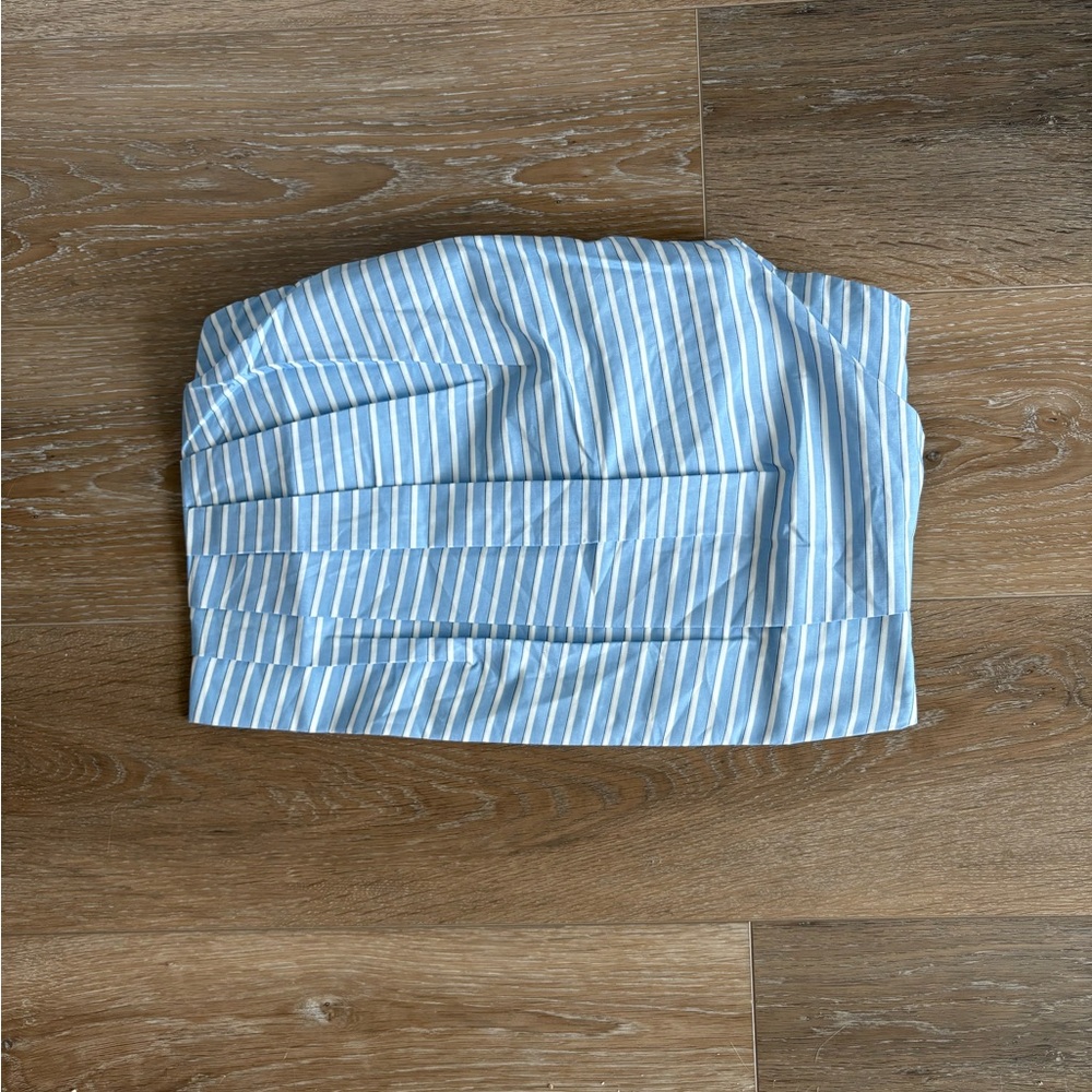 H&M Blue and White Striped Tube Top